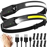 Aaizplz Stirnlampe LED Wiederaufladbar,SuperHell 2000 Lumens 5 Lichtmodi 1200mAh 230°Ultra Leichtgewicht Stirnlampe Led,IPX4 Wasserdichter Kopflampe Stirnlampe,Ideal für Camping,Laufen,Angeln,Joggen