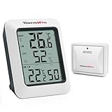 ThermoPro TP60C Funk Thermo-Hygrometer Thermometer Hygrometer Klima-Monitor Funkwetterstation mit Funk-Außensensor, Reichweite bis zu 150m