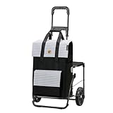 Andersen Einkaufstrolley - klappbar - 54 Liter - mit Klappsitz bis 120 kg - belastbar 50 kg - Stahlgestell - Trolley - Komfort Shopper Milla schwarz
