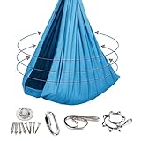 Indoor-Hängematte, ultraleichte tragbare Schaukel Outdoor, geeignet für Schlafzimmer, Balkone, Innenhöfe oder Camping, komplett mit allem Zubehör(Himmelblau)