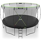 KINETIC SPORTS Trampolin Outdoor 'Ultimate Pro' Ø 244/305/366/427 cm – TÜV Rheinland GS-Zertifikat, Kindertrampolin mit Leiter, Fieberglas-Netz, Gartentrampolin im Kürbis-Design, bis zu 160 kg