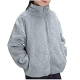 Generisch Mantel Mädchen Winter Fleece Jacke Mit Kapuze Gefütterte Winterjacke Flauschig Kuscheljacke Teddyjacke Warm Jacken Winddicht Fleecejacke Sherpa Jacket Kinder Jacke Hellblau 10-11Jahre
