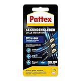 Pattex Sekundenkleber Ultra Gel Mini Trio, extra starker & flexibler Superkleber in 3 Tuben, Sekundenkleber Gel für z. B. Gummi, Leder, Holz, 3x 1 g Tube, 9H PSMG3