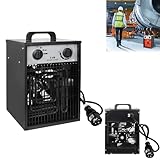 MAYTIIMO 5KW Bauheizer Heizlüfter mit Thermostat, Elektroheizer 400V IPX4 Heizgerät Heizgebläse für Werkstatt, Garage, Gewächshaus Heizung, Heizstrahler Outdoor, heizlüfter Camping, Schwarz