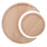 PartyKindom 2 Stück Teiliges Holztablett Mond Sonne Vielseitiges Schmuck und Lippenstift Aufbewahrungsplateau Handgefertigte Dekoschalen für Schmuck Snacks und Kosmetik Kompakt Elegant