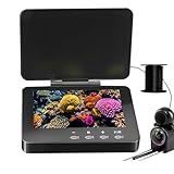 Unterwasser Kamera Angeln, 4,3' IPS Bildschirm mit Touch-Tasten, 195° Weitwinkel, Nachtsicht, IP68 wasserdicht, 5000mAh Akku, 30m Kabel & Verstellbarer Sonnenschutz – für EIS-, See- & Bootsangeln