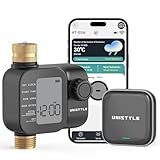 Unistyle Bewässerungscomputer WLAN mit Messing einlass auslass, Smart Zeitschaltuhr Bewässerung mit APP, Automatischem Bewässerungsuhr für Garten Rasensprenger Bewässerungssystem, mit Sprachsteuerung