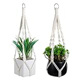 Nogeqi 2 Stück Makramee Blumenampel Hängend Innen, Boho Außen Pflanzenampel, Hängetopf Pflanzenaufhänger Hängepflanzen Übertopf Pastellfarben Hänge Pflanzen Planter Hanger Ampel Balkone (Beige)