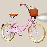 KLYDBMYT 16' 18' 20' 22' Zoll Kinderfahrrad für 6-13 Jahre alte Jungen und Mädchen mit Ständer, tragbares Kinderfahrrad im Retro-Stil