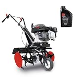 Scheppach Benzin Motorhacke MTP560 Bodenfräse inkl. Öl | 4 Takt Benzin Motor mit 3,7 PS Leistung | Arbeitsbreite 360-560mm | Arbeitstiefe 260mm | HackmesserØ 260mm | 24 Messer aus Stahlblech