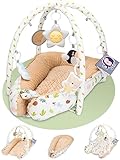 AMAZINGs Spielbogen Baby | Nestchen Kombination, Wendefunktion mit print und kuscheligem Minky in braun-beige | Spieldecke mit Bogen und Babynestchen