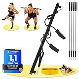 ROAD2GOAT® - Pilates Bar Fitness Stange mit Vier Widerstandsbändern und Resistance Bands Fitnessband - Beintraining für Frauen - Po Trainer für zuhause - Gesäßmuskel Trainer inkl. Trainingshandbuch