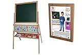 Eichhorn-Magnet Standtafel, Kindertafel mit 48 Magnetbuchstaben, 10 Kreiden, Schwamm, zweiseitig beschreibbar, mit Ablage, drehbar, 60 teilig, 66x110 cm, aus Buchenholz, ab 3 Jahren, Bunt, 100002589