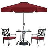 MasterCanopy 230 cm Sonnenschirm mit Volant Patioschirm Gartenschirm Terrassenschirm Tischschirm Martkschirm, Burgund