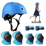 Riisoyu Knieschoner Kinder Set, Schützer Inliner Kinder Protektoren Set Schoner Knieschützer Inliner Kinder Schutzausrüstung Fahrradhelm Kinder Schonerset für Fahrrad Skateboard Scooter Motorrad, Blau