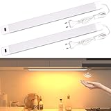 Hensam Unterbauleuchte Led Dimmbar, 2Stück 42cm Lichtleiste küche mit Berührungsloser Sensor, Küchenlicht Unterbau Beleuchtung für Schrank,Regale,Werkbank, 3000K