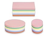 magnetoplan 3 Pack im Set Moderationskarten - Rechteck Oval Rund - 750 Bunte Karten für die Moderation farbig Sortiert, gratis 90 Klebepunkte 19mm