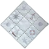 Raebel Tischdecke Tischläufer Mitteldecke Maritime Stickerei, wollweiß mit bunter Stickerei 30 x 30 cm/Aufmachung 1 Stück