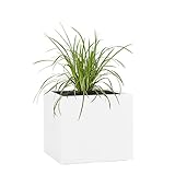 Pflanzwerk® Pflanzkübel Fiberglas Weiss Cube 23x23x23cm *Frostbeständige Blumenkübel* *Deutsche Premiumqualität* *Lotus-Effekt Imprägnierung*