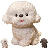 Bichon PlüSchhund Simulation, Teddy Hund Plüschtier, Plüschtier für Hunde，Bichon Frise Puppy Simulation Plüschspielzeug，niedliche Plüschdekoration, Schlafbegleiter, Plüschdekoration (20cm,Weiß)