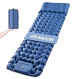 Haksimey Isomatte Selbstaufblasend ultraleichtLuftmatratze für Camping, aufblasbare Matratze mit Fußpresspumpe, Air Mattress mit kopfkissen, Outdoor campingmatte schlafmatte für Wandern Reisen