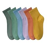 MAGIARTE 6 Paar Damen Mini Crew Knöchelsocken Reine Baumwolle Sportliche Freizeitsocken für Frauen(Mini Crew #07)