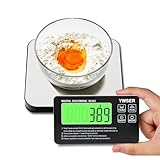 15kg Digitale Küchenwaage mit LCD-Fernanzeige, Split entworfenes Display zum einfachen Lesen und Reinigen, 1g Präzision, 7 Einheiten, Tara-Funktion zum Backen, Kochen (Silver-Black)