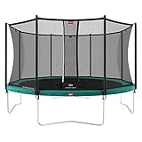 BERG Favorit Trampoline Regular 430 cm grün + Safety Net Comfort | Premium Trampolin, Hohe Qualität Kinder Trampolin, Robust und Sicher, Rund