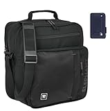 Elephant Flugumhänger Arbeitstasche Reisetasche Tasche Herren Damen Bürotasche Umhängetasche DIN A4 Schultertasche Handgepäcktasche Handgepäck Pilotentasche Dark + Etui (HOCHFORMAT 3624 Schwarz GRAU)