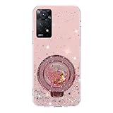 Miagon Treibsand Ständer Hülle Glitzer für Xiaomi Redmi Note 11S,Cute Dünn Crystal Schutzhülle Weiches Bling Transparent Case Bumper mit Flüssig Halter Kickständer