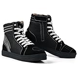 IRON JIA'S Motorradschuhe Herren Motorradstiefel Herren Motorrad, rutschfeste, atmungsaktive Street-Casual-Biker-Boots mit seitlichen Reißverschlüssen, Knöchelstütze und Schaltkissen -42