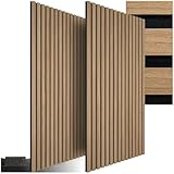 tectake® 3D Akustikpaneele, Holz Optik Paneele, Wandpaneele in Holzoptik als Schallabsorber, Panels für Wohnzimmer, Küche, Wand Deko, Wandverkleidung und Schallschutz - Eiche hell, 2er Set