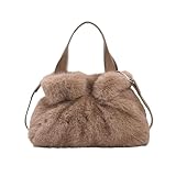 KIFSDLF Damen-Plüschhandtasche for Herbst und Winter, personalisierbar, vielseitig, aus Kunstkaninchenfell, Umhängetasche(Brown coffee)