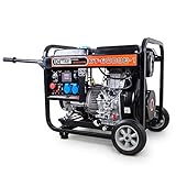 Diesel Stromerzeuger 5KW | 1 Phasen Dieselgenerator 230V | Diesel Stromgenerator mit Transportgriff | Notstromaggregat 5000W 11,5L Tank