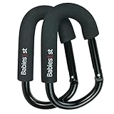 Babies1st Kinderwagen Karabiner Groß 14 cm, Kinderwagen Haken für Wickeltasche, Wickelrucksack, Laufrad, Rollstuhl, Kinderwagenkarabiner Premium Black Edition 2er Set