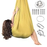 Aerial 𝐘𝐨𝐠𝐚 𝐬𝐰𝐢𝐧𝐠 Air Fliegen Swing 200 Kg Max. Tragfähigkeit Mit Beschläge -𝐘𝐨𝐠𝐚tuch Zum AufhäNgen Geeignet, um Ängste abzubauen,Glück. (280 * 150CM),D-Gelb