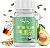 Vitabay Vitamin B5 Pantothensäure 500mg Hochdosiert - 100 Vegane Kapseln - Panthenol Tabletten Pantothenic Acid - Magensaftresistentes B5 Vitamin - Laborgeprüft