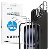 OMOTON für iPhone 16 für Panzerglas mit Rahmen-Installationshilfe, kompatibel mit iPhone 16 Kamera Schutzfolie, Anti- Kratzer, Bläschenfrei, 9H Härte Folie, 3+3 Stück
