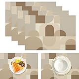 Baumwolle und Leinen Platzsets 8er Set – Abstrakte Geometrie 45×30 cm, rutschfest, für Küche, Esstisch, Innen & Außen,Geometrische Muster