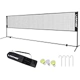 LARMNEE Badminton Netz, 5 m Volleyballnetz, Federballnetz, 3-Fach-Höhenverstellbar 107/120/155cm, Tragbares Set für Tennis, Badminton oder Volleyball, für Garten, Indoor, Outdoor EHS05BN02