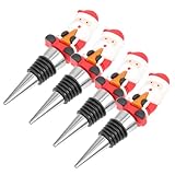 NIYANGLE 4 Stück Weihnachts Flaschenverschluss Weinverschluss Wiederverwendbarer Flaschenkorken Dicht für Wein Öl Bier Flaschen Bar Haushalt Party Zubehör