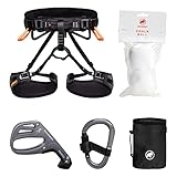 Mammut Ophir 4 Slide Climbing Package | Klettersteigset, Mit Klettergurt, Karabiner, Sicherungsgerät, Chalk Bag und Chalk Balls, Ausrüstung zum Klettern, Absturzsicherung | Black, M-XL