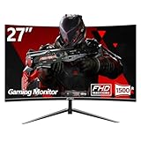 CRUA 27 Zoll 200Hz Curved Gaming-Monitor, FHD 1080P 1800R PC-Monitor, 1 ms GTG mit FreeSync, geringe Bewegungsunschärfe, Augenschutz, VESA, DisplayPort, HDMI, schwarz