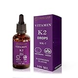 Vitamin K2 Tropfen - 100 ml - Hochkonzentriert mit 25 mcg K2 pro Tropfen - Für Vegetarier geeignet - Sublinguale Formel mit MCT-Öl - Unterstützung für Knochen und Herz-Kreislauf-System