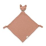 Hauck Schnuffeltuch Baby Cuddle N Play, Musselin Baumwolle Schmusetuch Junge Mädchen, Kuscheltier und Trösterchen, Schnuffeltier, Waschbar bei 60° C, 25 x 25 cm (Fox Cork)