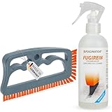 Fuginator | Fugenbürste grau/orange inkl. Fugenreiniger 250 ml - Fugenreinigungsset - Bürste zur Fugenreinigung in Bad, Küche und Haushalt