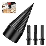 Bohrkegel Holzspalter, 32mm Profi Bohrer Holzspalter, Holzspalter Bohrer mit 3 Bohrgriffe, Quadratischen/Seckigen/Runden, Brennholzbohrer für Haushalt Bohrmaschine