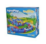 AquaPlay - MegaBridge - Wasserbahnset mit 3 Spielstationen und 49 Teilen, inklusive BO der Bär, Amphibienauto und Transportboot mit 2 Containern, für Kinder ab 3 Jahren