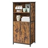 VASAGLE Küchenschrank, Bücherregal, 2 offene Fächer, Schrank mit verstellbaren Ablagen, Bücherschrank mit Türen, Stahlrahmen, für Wohnzimmer, Küche, Arbeitszimmer, vintagebraun-schwarz LSC66BX