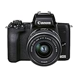 Canon EOS M50 Mark II Kamera + Objektiv EF-M 15-45mm F3.5-6.3 is STM (24,1 MP, 7,5 cm Touchscreen LCD, WLAN, HDMI, Bluetooth, Dual Pixel CMOS AF System, Augen AF, 4K Video, OLED EVF), schwarz